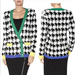 Endless Rose Jessiday Cardigan Black White Houndstooth Bold Color Trim Small $90